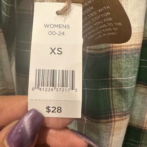Dip Green and Cream Plaid Button-Up Shirt XS NWT Taylor Swift style - Picture 3 of 6